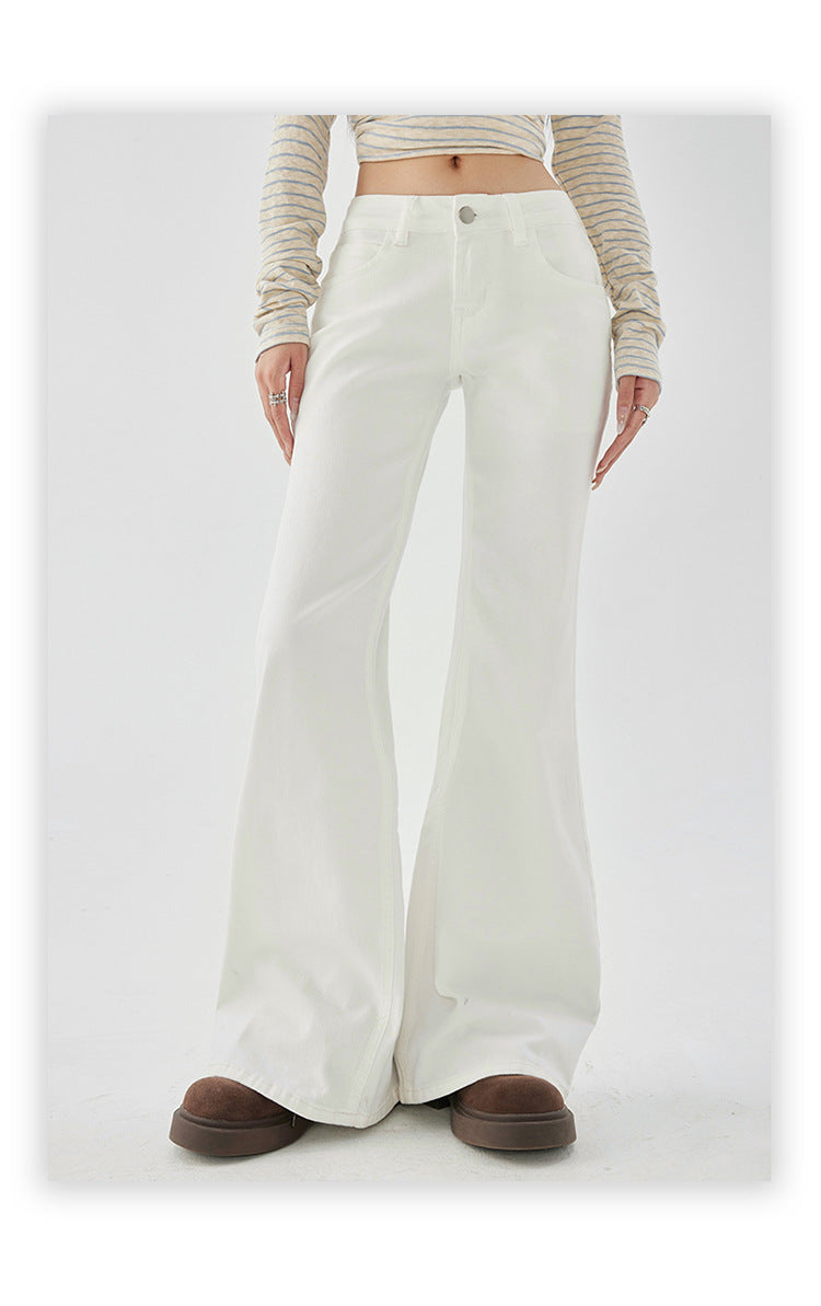 Yc&2-Color American Retro Low-Waist Sexy Flared Pants for Autumn and Winter Micro-Elastic Versatile Slimming Look Jeans for Women