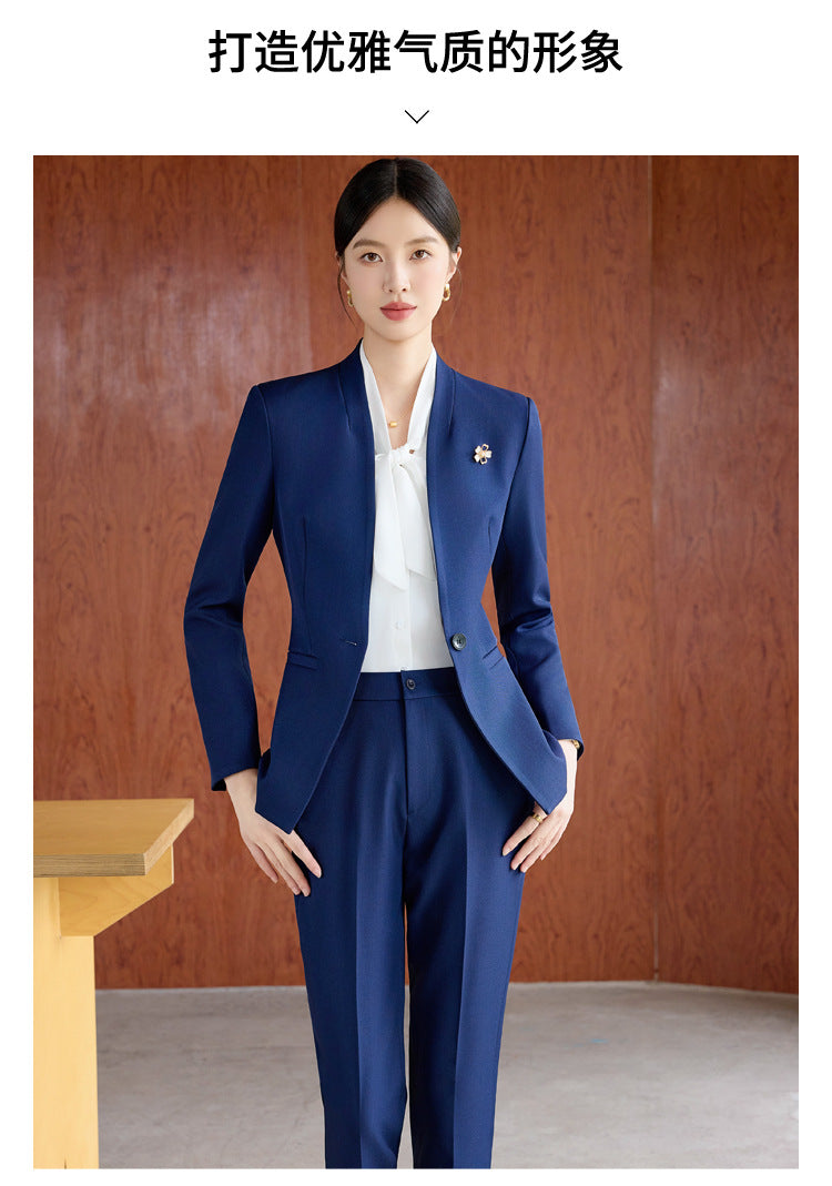 High-End Spring & Fall Hotel Front Desk Professional Wear Long-Sleeved Sales Department Reception 4S Store Sales Consultant Fashion Suit Suit