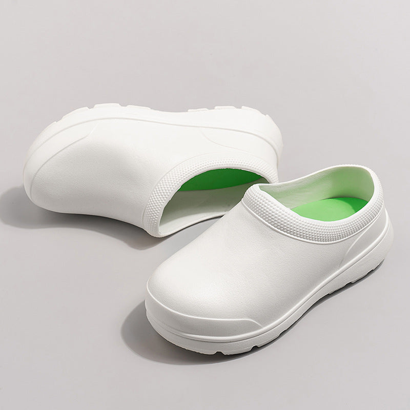 Breathable Non-Slip Waterproof and Oil-Proof Kitchen Shoes Men's Catering Work Shoes Couples Trendyy Casual Eva Non-Porous Hole Shoes
