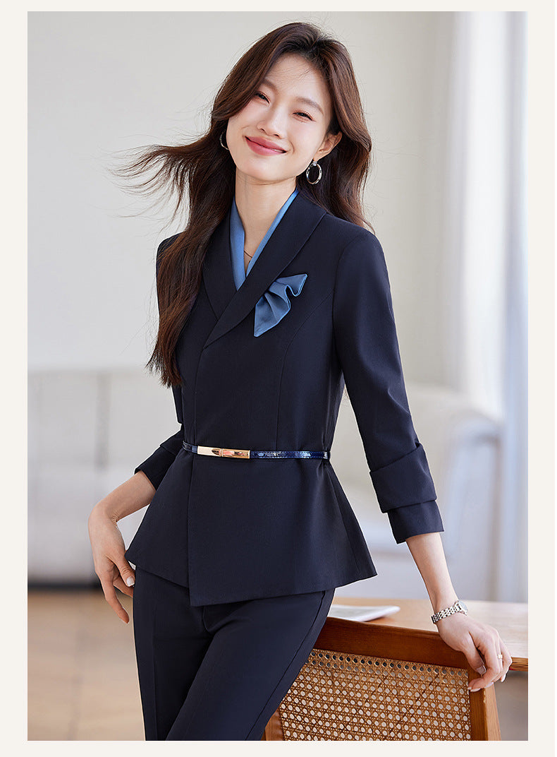 Cross-Border Flight Attendant Professional Suit Set for Women, Announcer, Art Exam Host, Formal Attire, Front Desk Receptionist, Beauty Salon Work Uniform