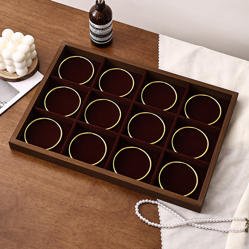 Walnut Jewelry Display Tray Ring Necklace Bracelet Tray Earrings Earrings Jewelry Display Props Night Market Stall