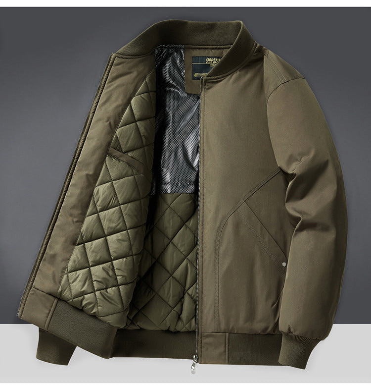 Autumn and Winter New Quilted Jacket Men's Casual Retro Versatile Baseball Uniform American Workwear Thickeneded Warm Cotton Jacket