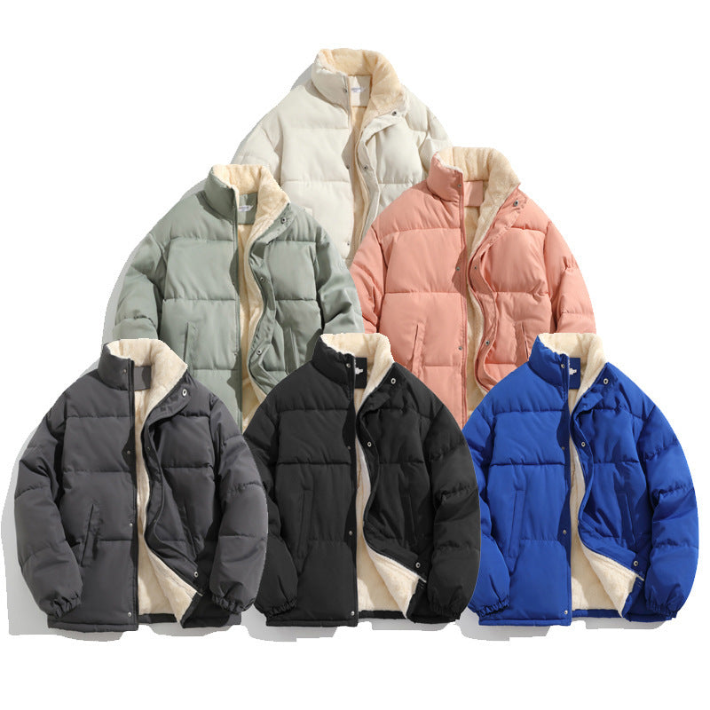 Cross-border Winter New Men's Loose Collar fleece-lined Cotton-padded Clothes Korean Style Youth Fashion Trendy Casual Cotton-padded Jacket