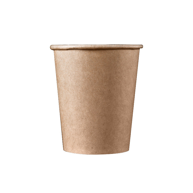 Paper Cups, Kraft Paper Coffee Cups with Lids, Wholesale Natural Pulp Water Cups, Commercial Disposable Cups with Printed Logo