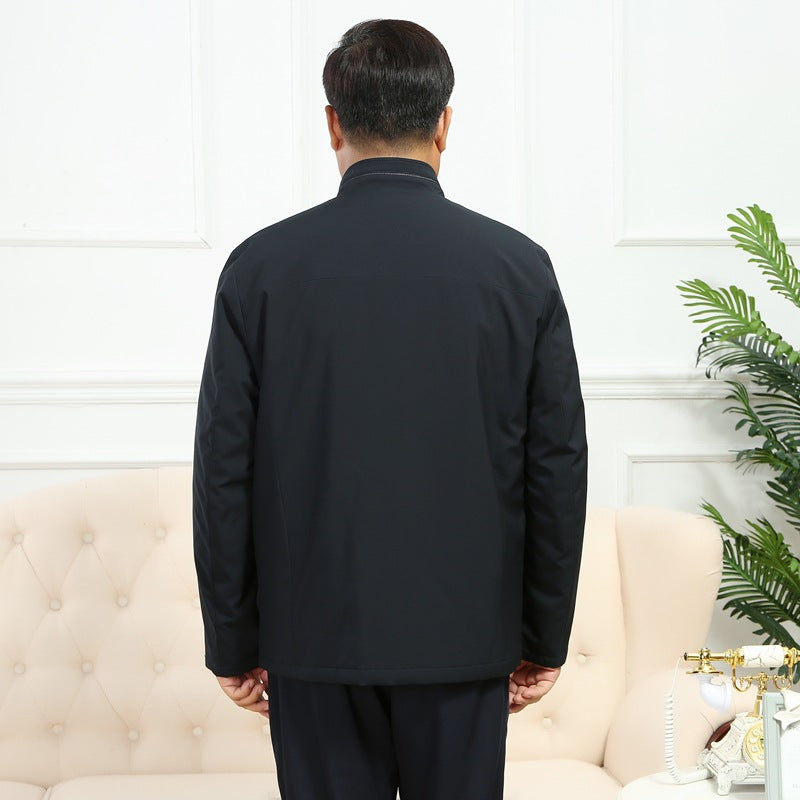 Spring and Autumn Winter Coat Middle-aged Men's Cotton-padded Clothes for the Elderly Simple Light Business Warm Cotton-padded Coat Thickened Cotton-padded Coat