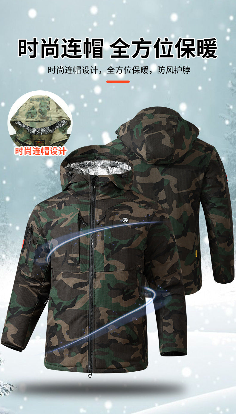 Upgraded Graphene Camouflage Cotton Coat, Thickeneded Cold-Proof and Waterproof Cotton Coat, Anti-Scratch and Wear-Resistant Cotton Jacket, Cold Storage Warm Cotton Coat