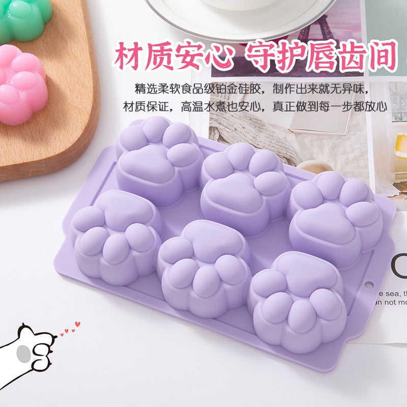 Strict selection of food grade silicone baby cake mold cartoon cat's claw footprints baby steamed cake complementary food mold