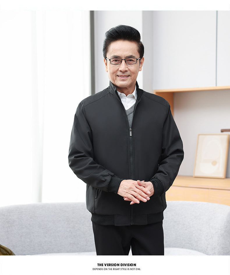 Classic Explosions plus size Middle-aged and Elderly Dad Clothes Winter fleece-lined Thickened Executive Collar Thickened fleece-lined Jacket