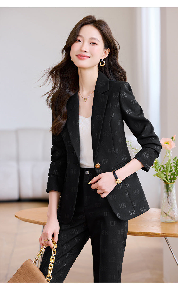 High-End Fashion Letter Printed Suit Suit for Women Spring & Fall 2025 New Design Exquisite Suit Two-Piece Set