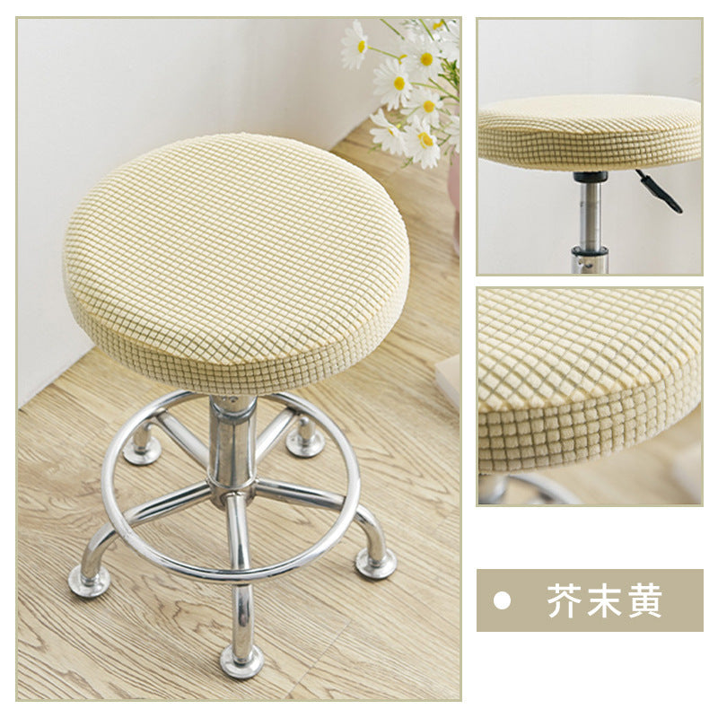 Universal Simple Round Stool Cover, Fully Enclosed, Dustproof, Non-Slip, Fleece Bar Stool Cover for Beauty Salon Swivel Chair Cushion