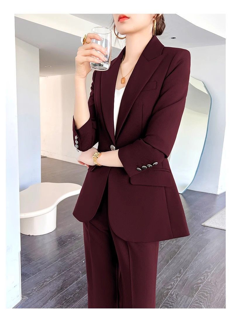 Fashionable Ancora Red Suit Suit Women's 2025 Autumn New Commuting Professional Work Clothes Slim Suit Two-Piece Set