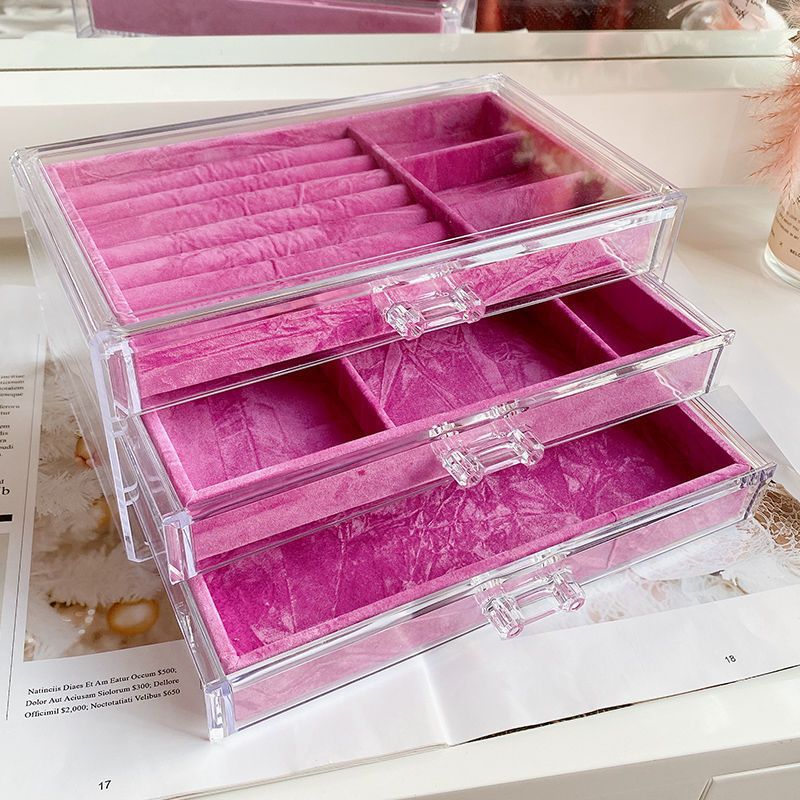 Jewelry Box Storage Box Desktop Anti-Oxidation Earrings Necklace Ring Hairpin Display Stand High-End Hand Jewelry Box