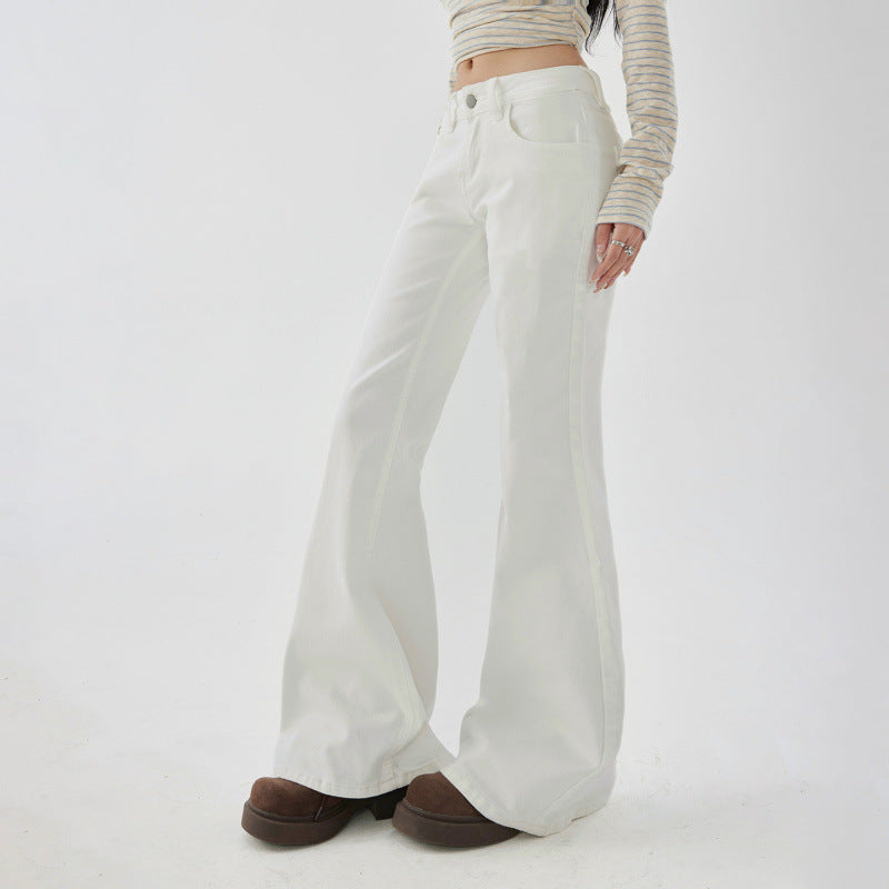 Yc&2-Color American Retro Low-Waist Sexy Flared Pants for Autumn and Winter Micro-Elastic Versatile Slimming Look Jeans for Women
