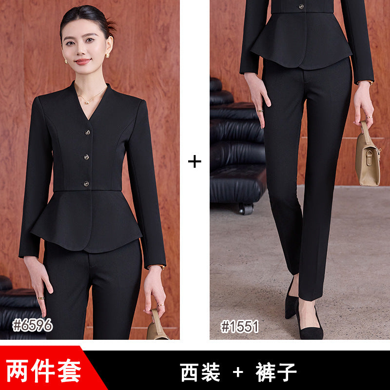 Dark Blue Suit Suit for Women 2025 Autumn and Winter New Professional Formal Wear Fashionable Workwear Jewelry Store Work Clothes