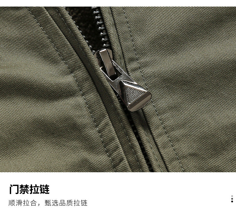 New Lamb Wool Jacket Men's Winter Thickened Wool Collar fleece-lined Overalls Cotton-padded Jacket Men's Jacket Casual Cotton-padded Jacket Aviator