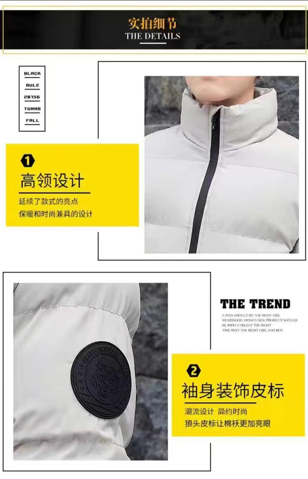 Winter Men's Stand-Up Collar Cotton Outwear, Thickeneded Warm Cotton Outwear, Korean Style Casual Cotton Outwear, Cross-Border Hot Sale Spot Batch