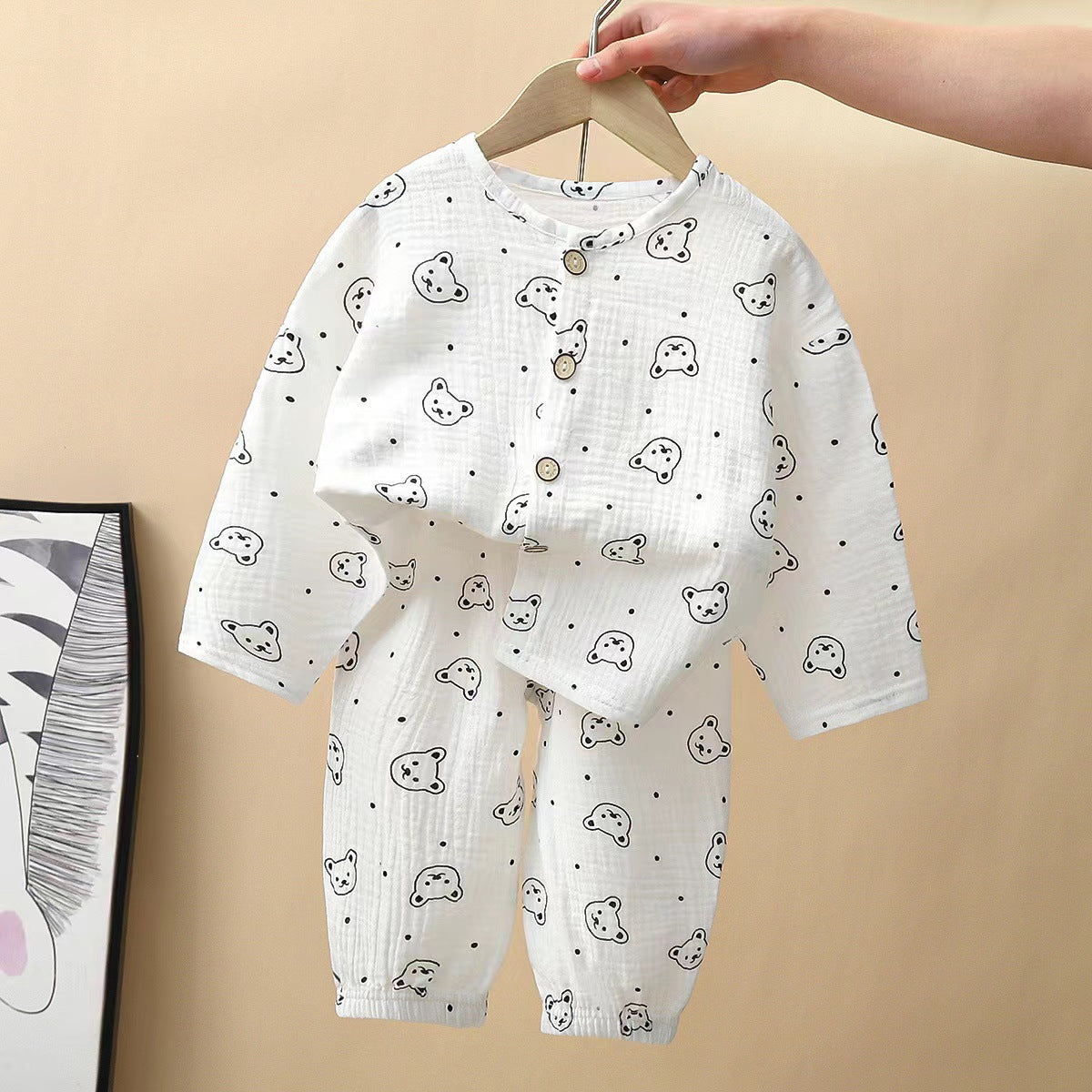 New Class A Children's Cotton Yarn Pajamas suit Boys and Girls Home Clothes Two-piece Cotton Baby's Spring and Autumn and Summer Children's Clothing