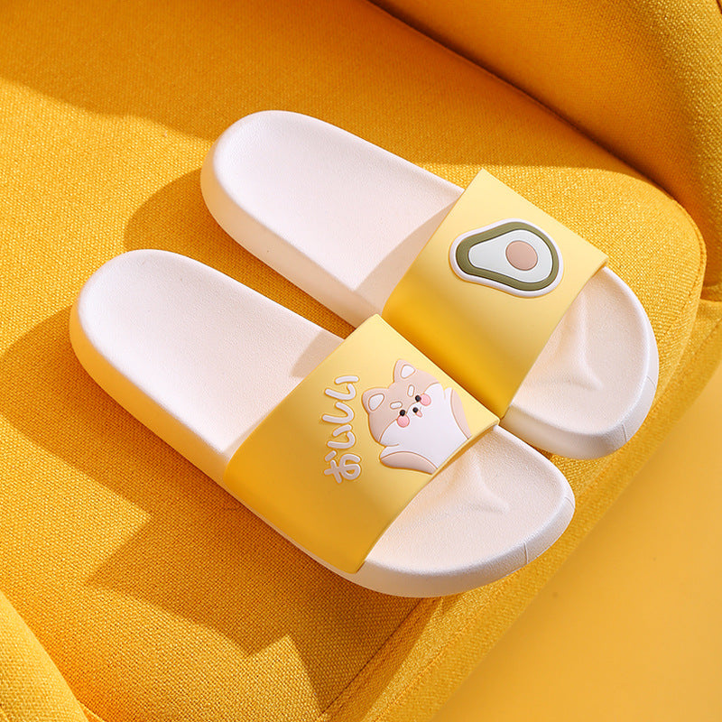 Women's Home indoor slippers outdoor casual non-slip wear-resistant slippers couple outdoor cartoon cute flip-flops