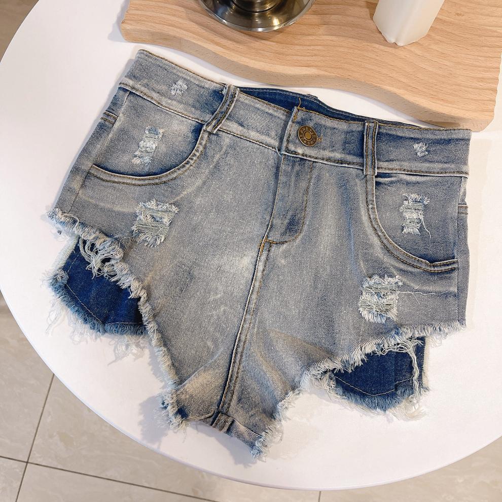 9030 # 2024 New Sexy European and American Raw Edge High Waist Tight Sexy Jeans Denim Shorts for Women