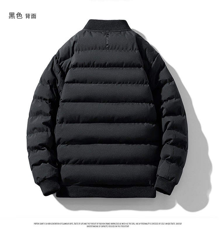 FS Standard Men's Baseball Collar Jacket Korean Style Casual Autumn and Winter Cotton Clothes Youth Handsome Outerwear All-match Coat Men's Trendy