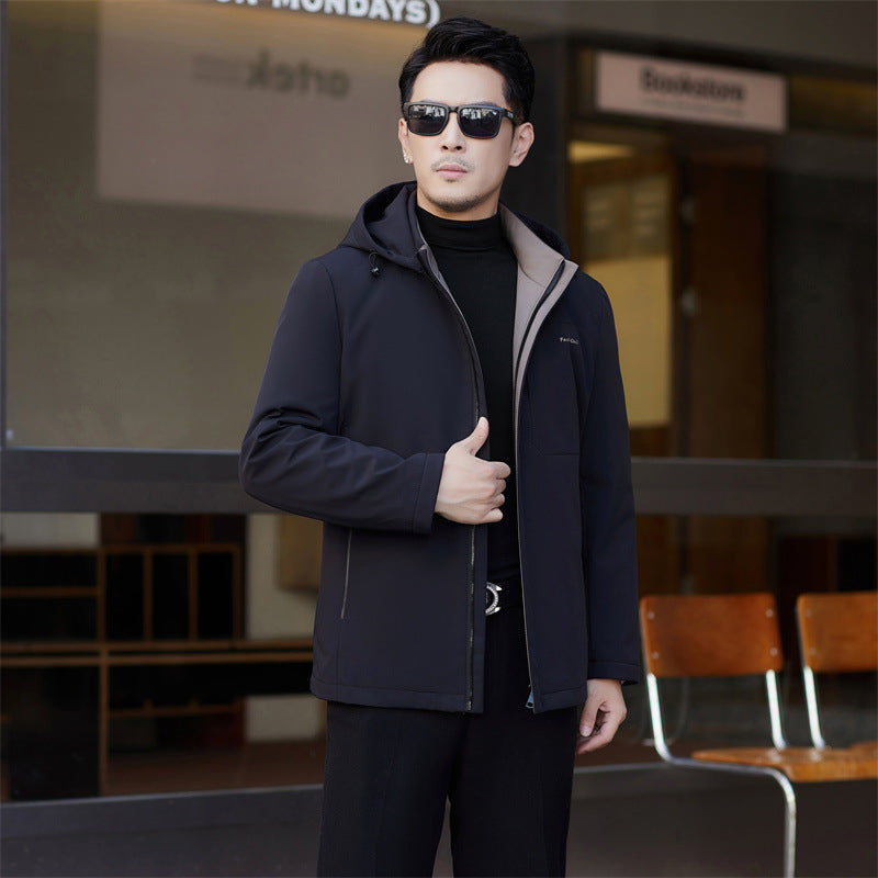 2024 Autumn and Winter Men's Thickened Warm Jacket for Middle-aged and Elderly Dads with Lapel Casual Detachable Liner Cotton-padded Jacket