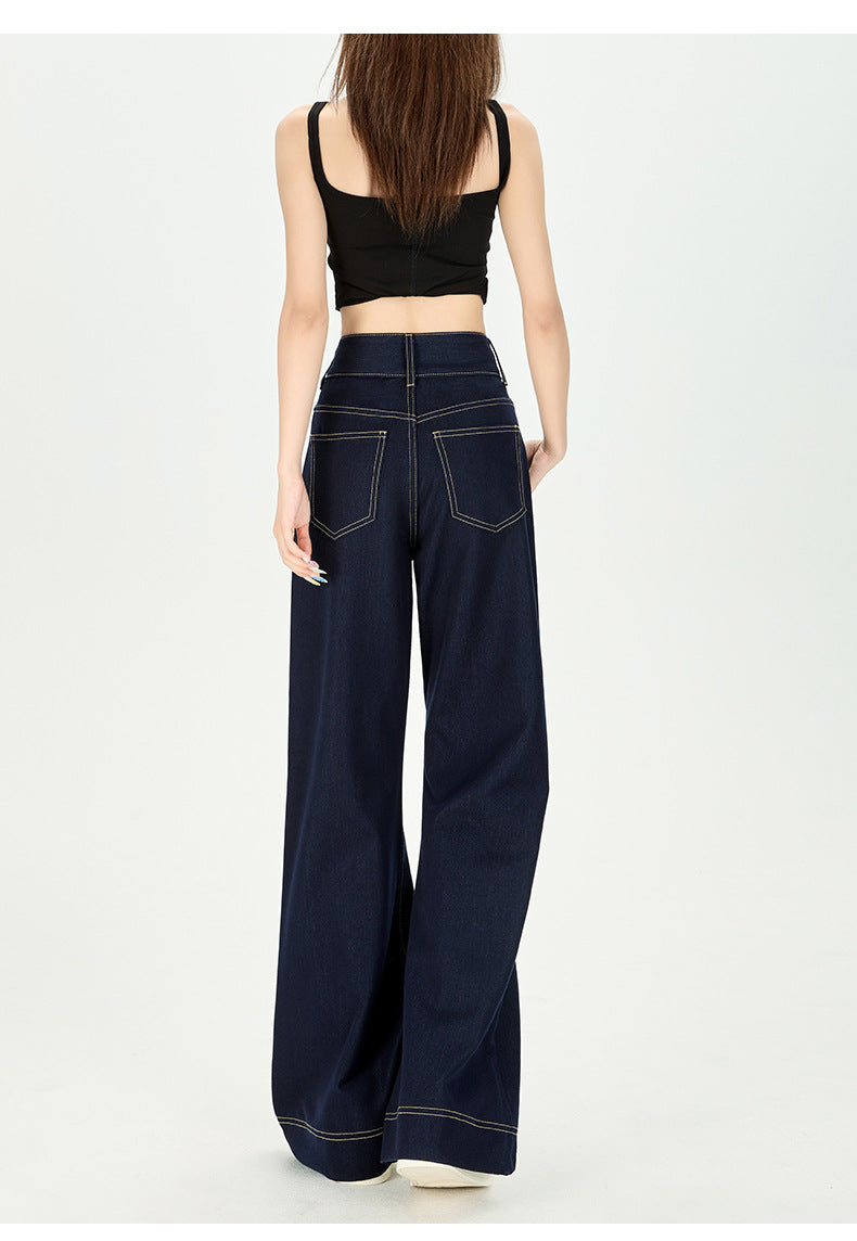 Anti-Wrinkle Draped Four-Way Stretch Loose Fit Non-Stick Leg Wide-Leg Slightly Flared Genuine Ykk Double-Button Original Color Non-Fading Denim
