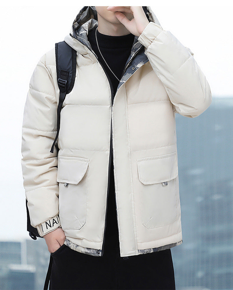 New Winter Casual Men's Warm Jacket Cotton-padded Coat Fashionable Cotton-padded Coat Thickened Top All-match Cotton-padded Coat Hooded Cardigan