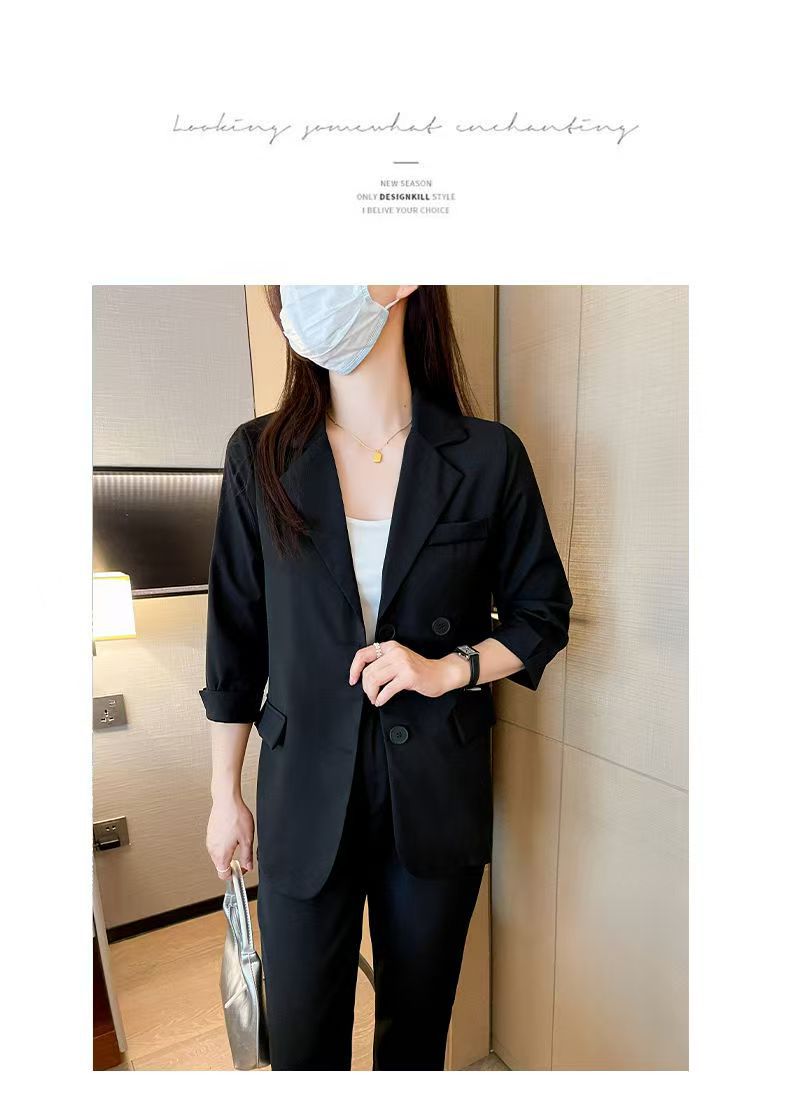 Cross-Border Plus Size Women's Clothing Plus Size Fashion Suit Women's Spring and Autumn Korean Style Temperament Back Slit Cropped Pants Two-Piece Set