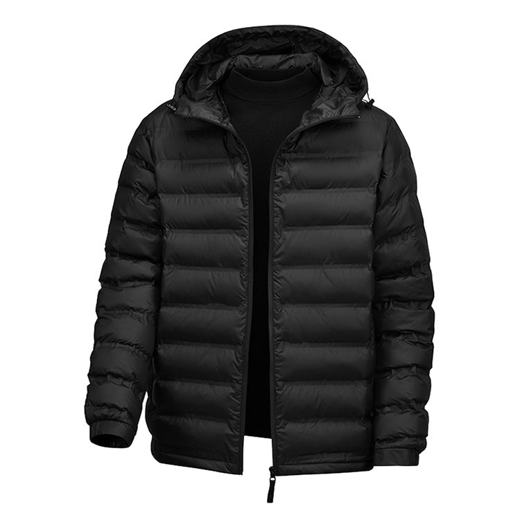Cross-Border Wholesale 2025 Winter New Cotton-Padded Men's Short Hooded Jacket Trendy Brand Sports Warm Top Men's Clothing