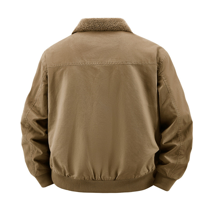 Factory Direct Sales Winter Velvet Men's Cotton-Padded Workwear Cotton-Padded Jacket Pilot Cotton-Padded Jacket 68C16