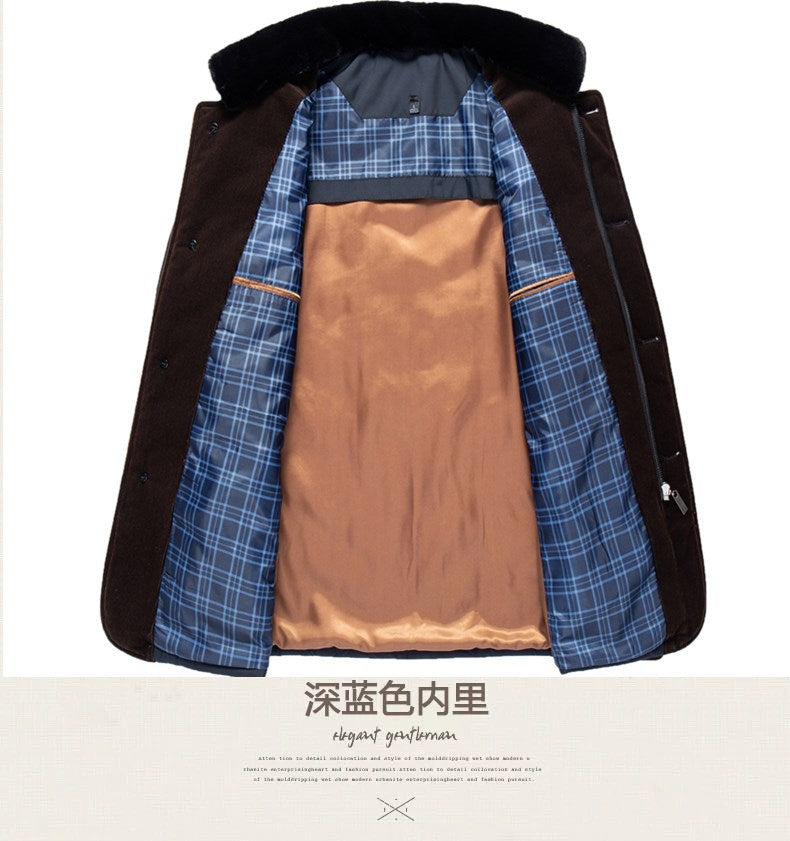 Cross-border 2024 winter father's warm casual cotton-padded jacket stand collar thickened middle-aged and elderly fashion cotton-padded casual coat