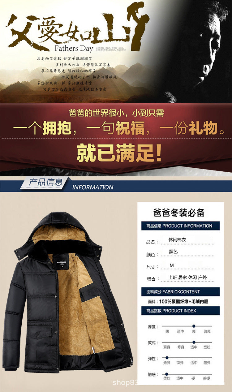 Cotton-padded coat for men 2019 new winter middle-aged and elderly warm cotton-padded coat fleece-lined thickened fashion dad wear wholesale