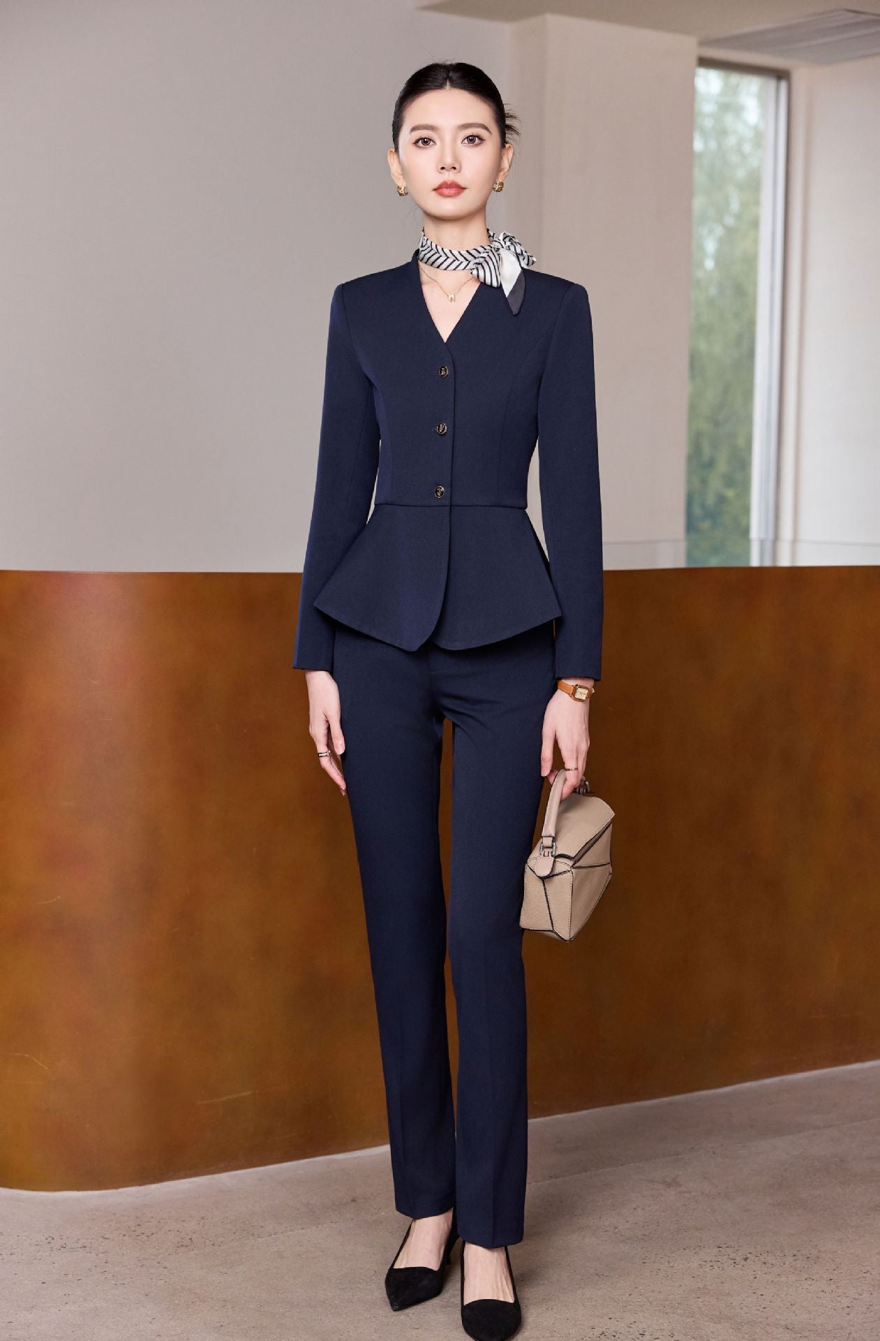 Dark Blue Suit Suit for Women 2025 Autumn and Winter New Professional Formal Wear Fashionable Workwear Jewelry Store Work Clothes