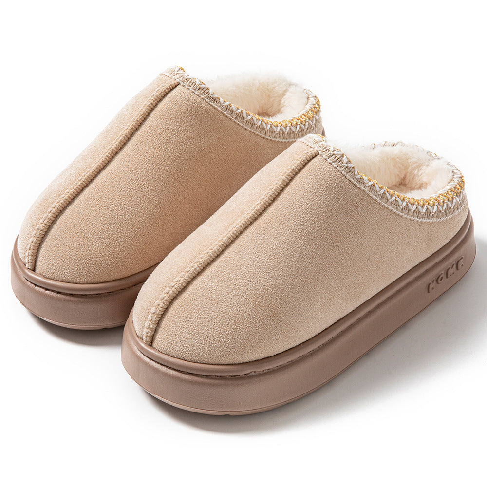 Cross-border Explosions Men's and Women's Home Lace Cotton Shoes fleece-lined Mao Mao Warm Thick Slippers