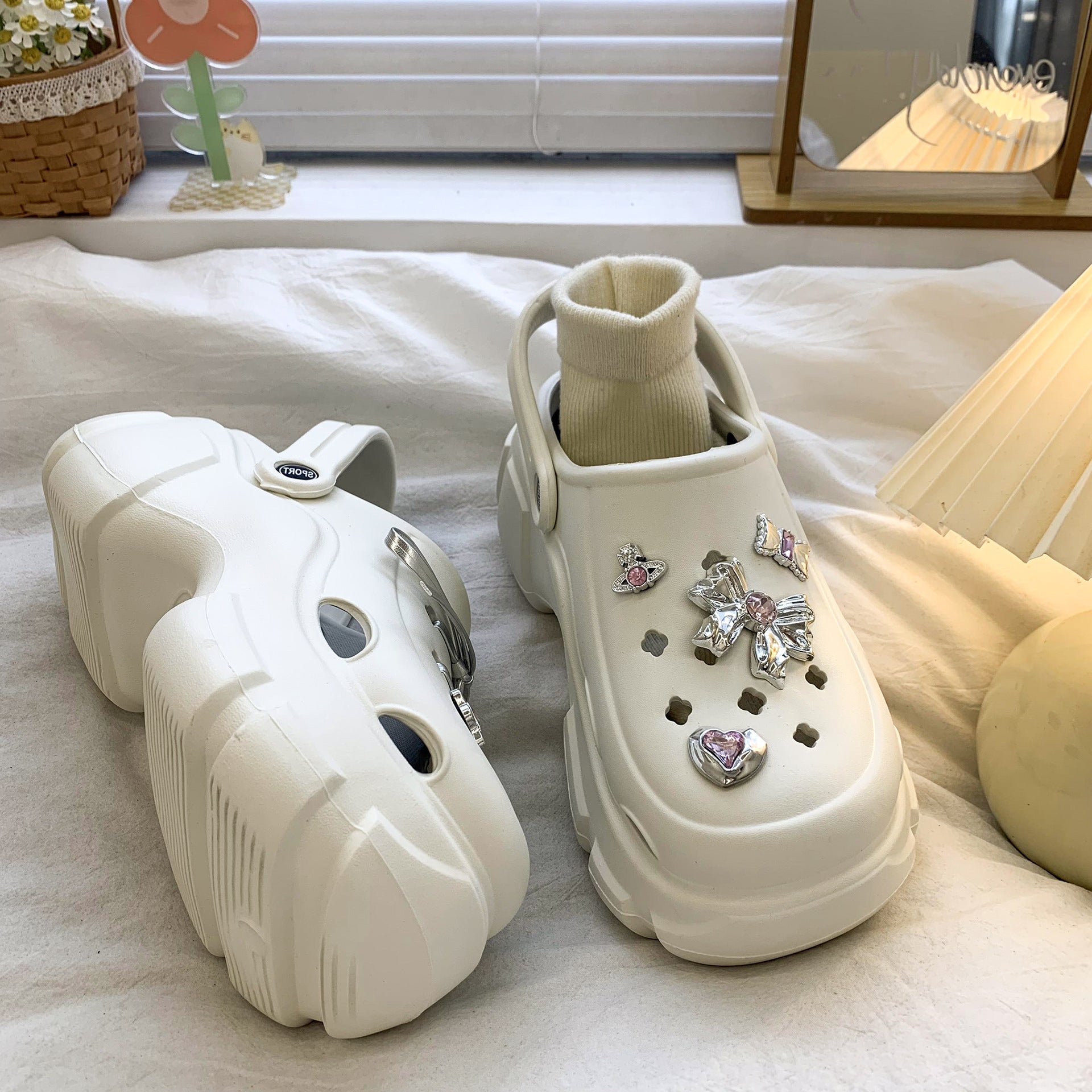 Cute Thick-Soled Height-Increasing Eva Clogs, Summer 2026 New DIY Girl Academy Style Beach Non-Slip Sandals