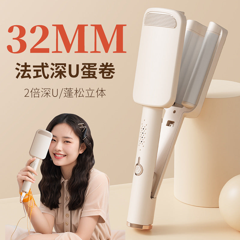 Cross-border curling hair stick egg roll egg roll lazy artifact bubble head water ripple big wave 32mm splint home