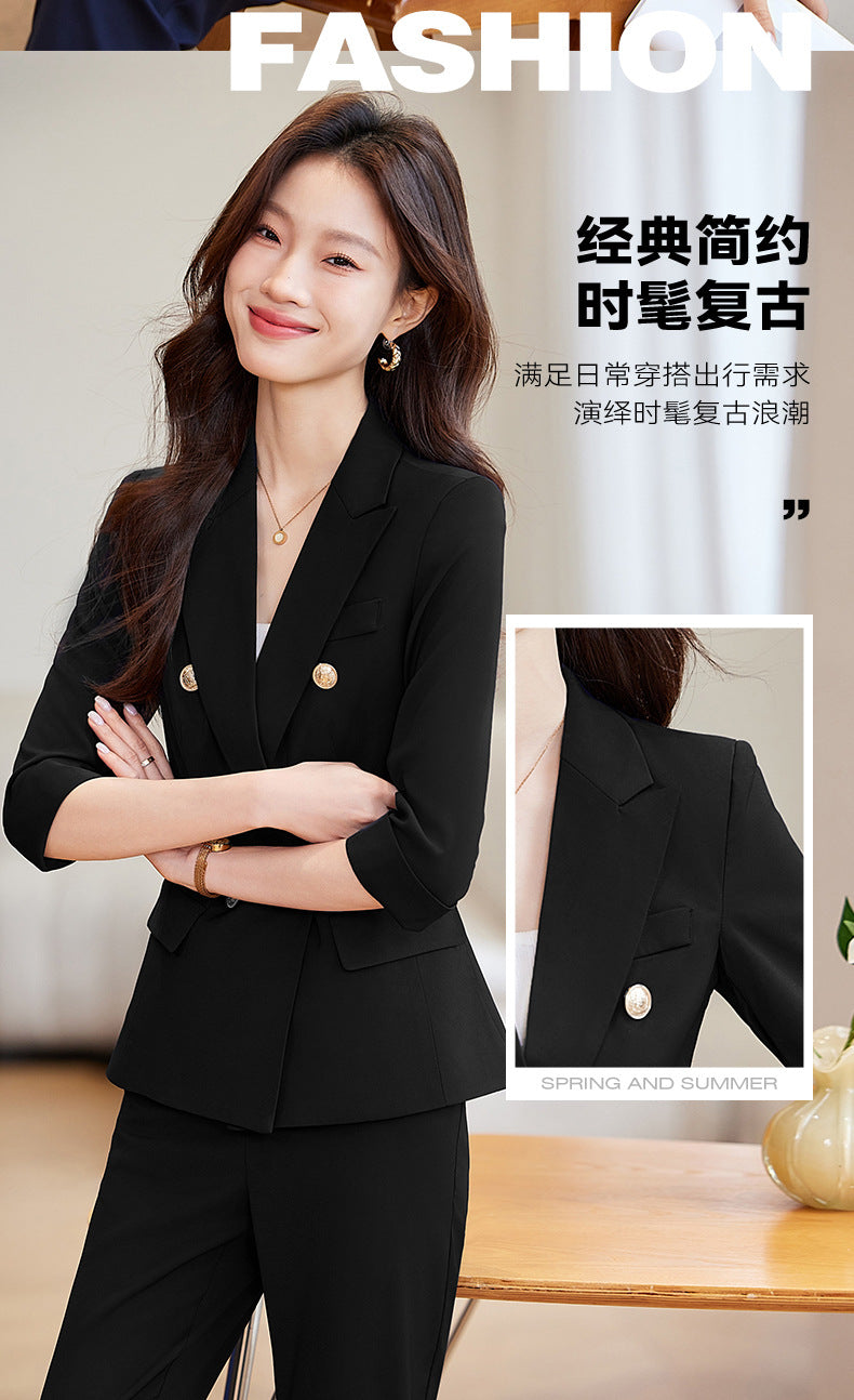 Seven-point Sleeve Suit suit Women's Spring and Summer New College Student Work Clothes Interview Dress Slim-fit Jacket Professional Suit