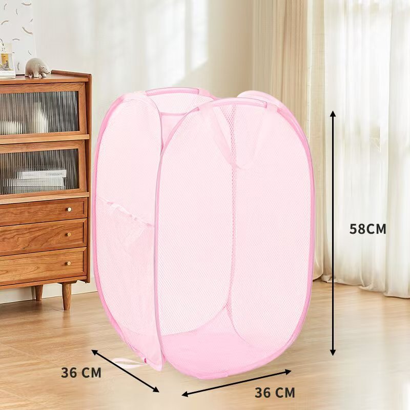 Dirty Clothes Basket, Foldable Large-Capacity Household Mesh Laundry Basket, Bathroom Storage Basket for Dirty Clothes