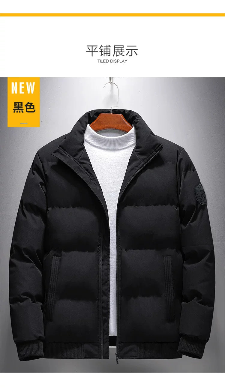 2022 Winter New Men's Cotton Jacket Trendy Stand Collar down Cotton Coat Men's Fashion Brand Outerwear Korean Style Thick Cotton Jacket