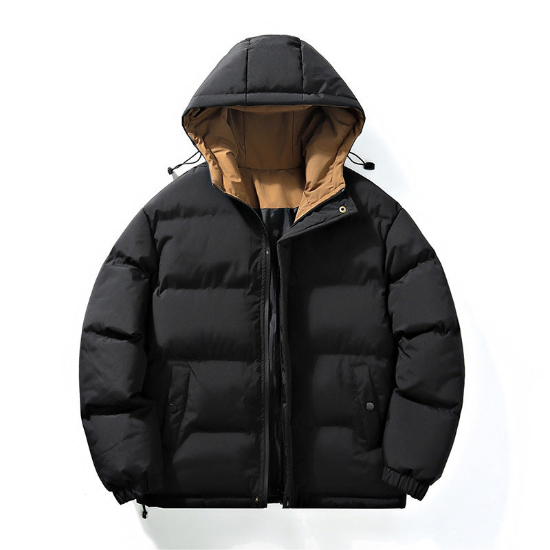 Men's Winter Casual Hooded Jacket Japanese Style Windproof Thick Warm Sports Coat
