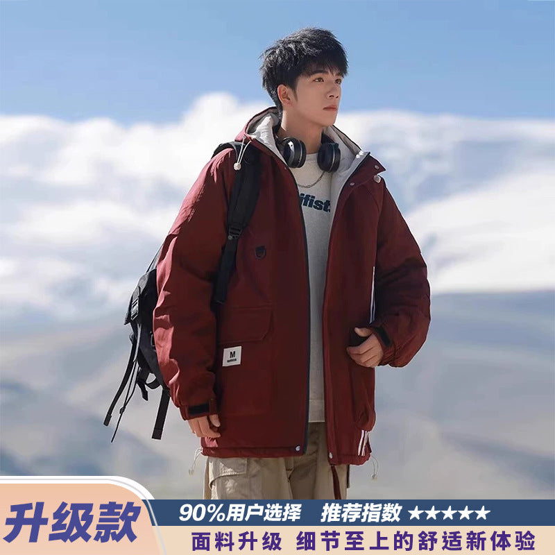 Woodpecker Assault down Cotton Jacket Men's Winter Thickeneded Warm Work Jacket Cotton Jacket New Hooded Winter Jacket
