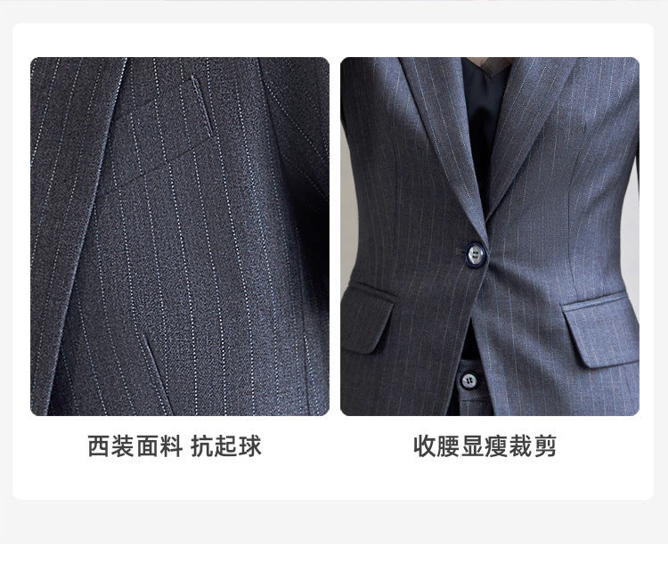 Hotel Front Desk Jewelry Store Work Clothes Classy New Stripesd Suit Suit Women's Summer Thin Short-Sleeved Business Wear