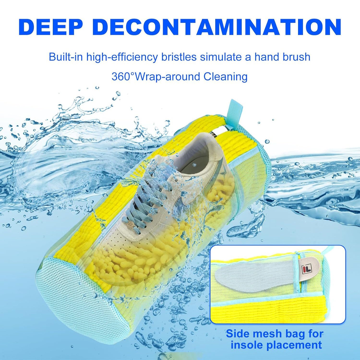 New Amazon Shoe Washing Bag with Lock, Single-Sided Mesh Chain for Laundry, Thickened Lazy Shoe Washing Bag, Machine Washable