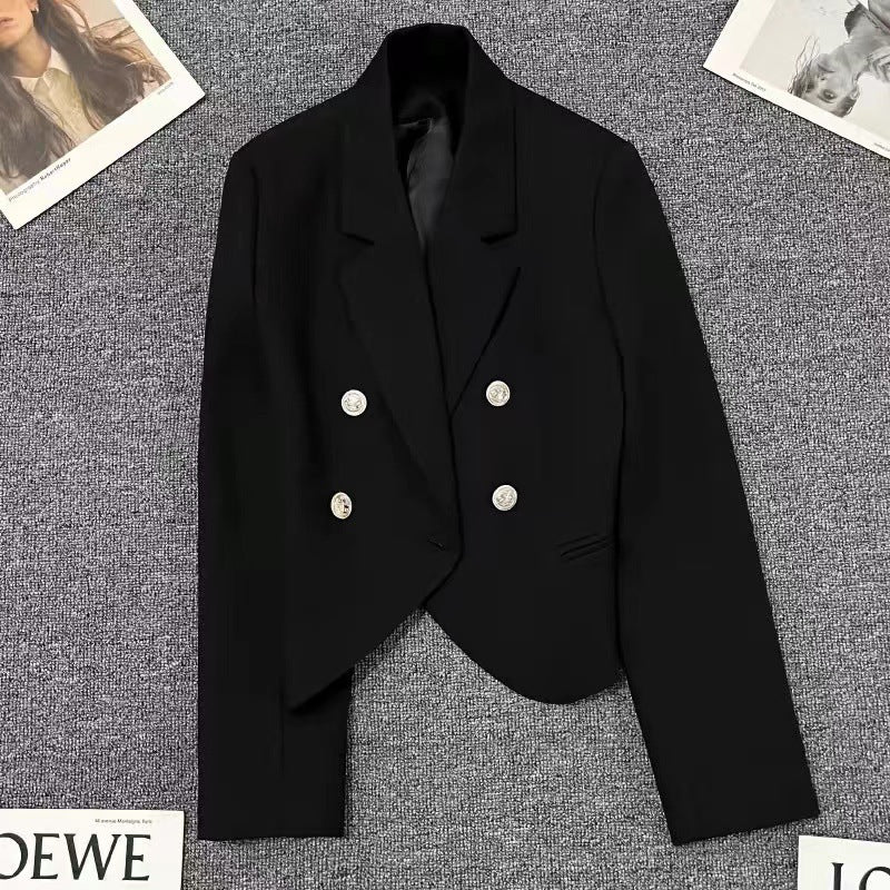 Small Suit Jacket Women's 2025 New Spring and Autumn Casual Korean Style Design Sense Black Small Suit Outside Cross-border