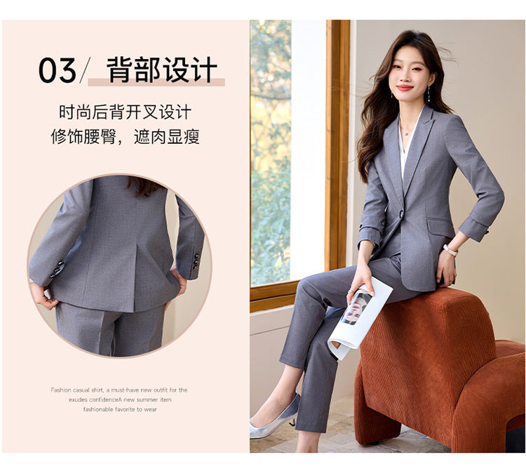 Suit suit Women's Spring and Autumn Business Dress Front Desk Reception Work Clothes Suit Interview Suit Sales Department Property Tooling