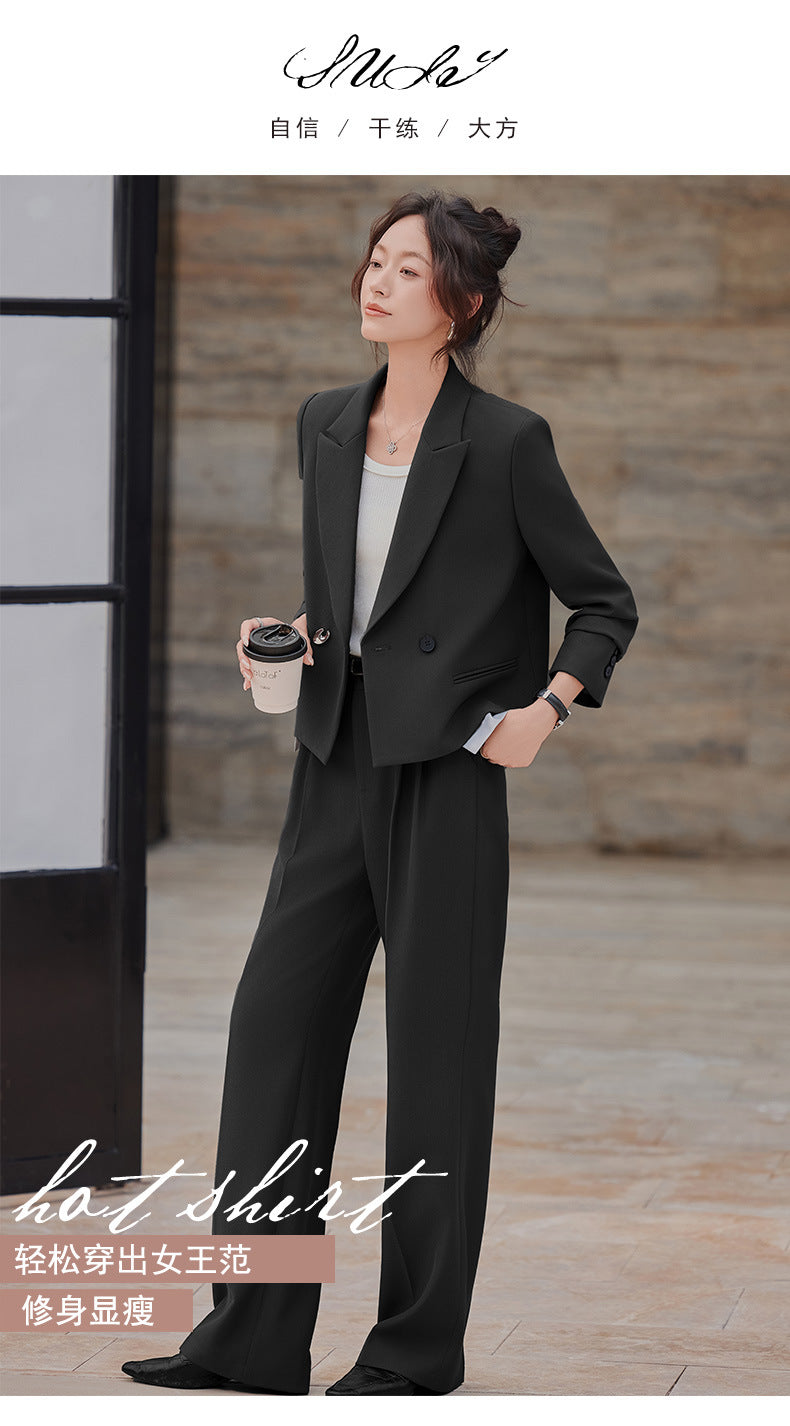 Cross-Border Gray Short Blazer for Women, New Spring and Autumn Style, Petite Professional Casual Workwear Suit