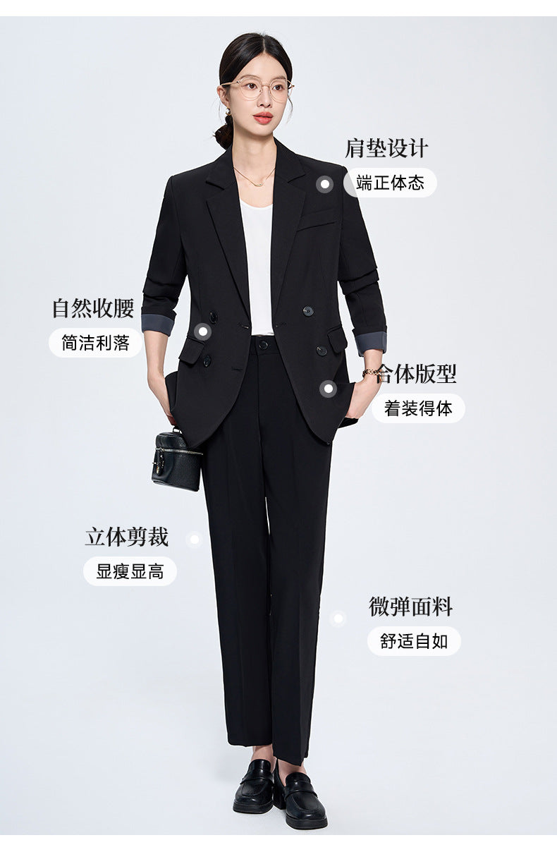 Cross-Border Gray Blazer for Women, New Spring and Autumn Style, Professional Formal Wear, Light Workplace Workwear, High-End Suit Set