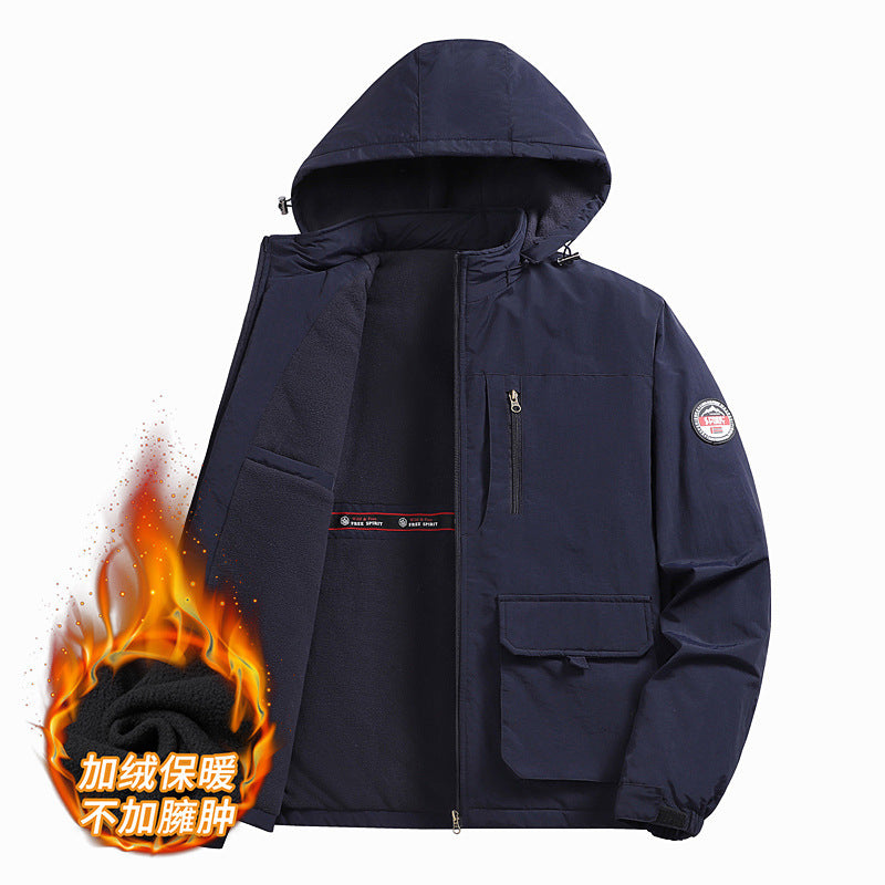Cross-Border [M-8Xl] Cross-Border Large Size Men's Jacket Autumn and Winter New Casual Middle-Aged Men's Jacket Fleece-Lined