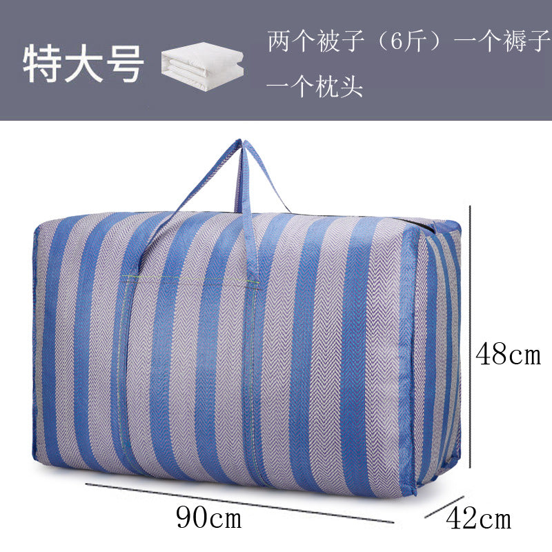 Nylon Woven Bag Student Moving Bag Large Capacity Luggage Moving Bag Blue and White Strip Packing Snakeskin Bag