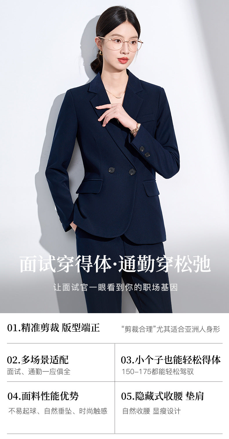 Blue Suit Suit for Women Spring & Fall New Style College Student Interview Classy Professional Formal Wear Small Suit Jacket Work Clothes